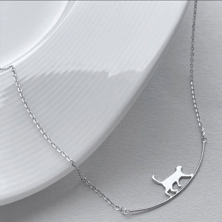 Collana in Argento con Gatto Scalatore