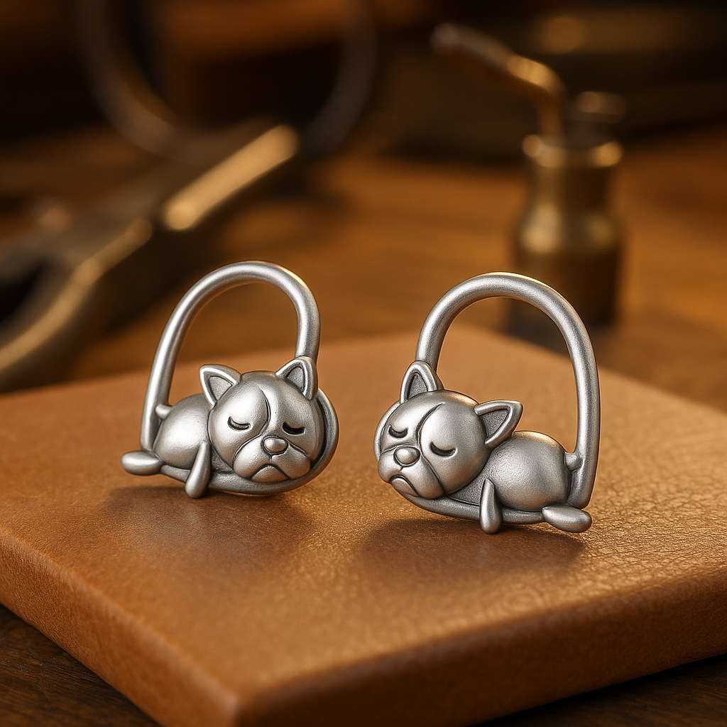 Orecchini a Goccia "Cucciolo Addormentato" in Argento Sterling