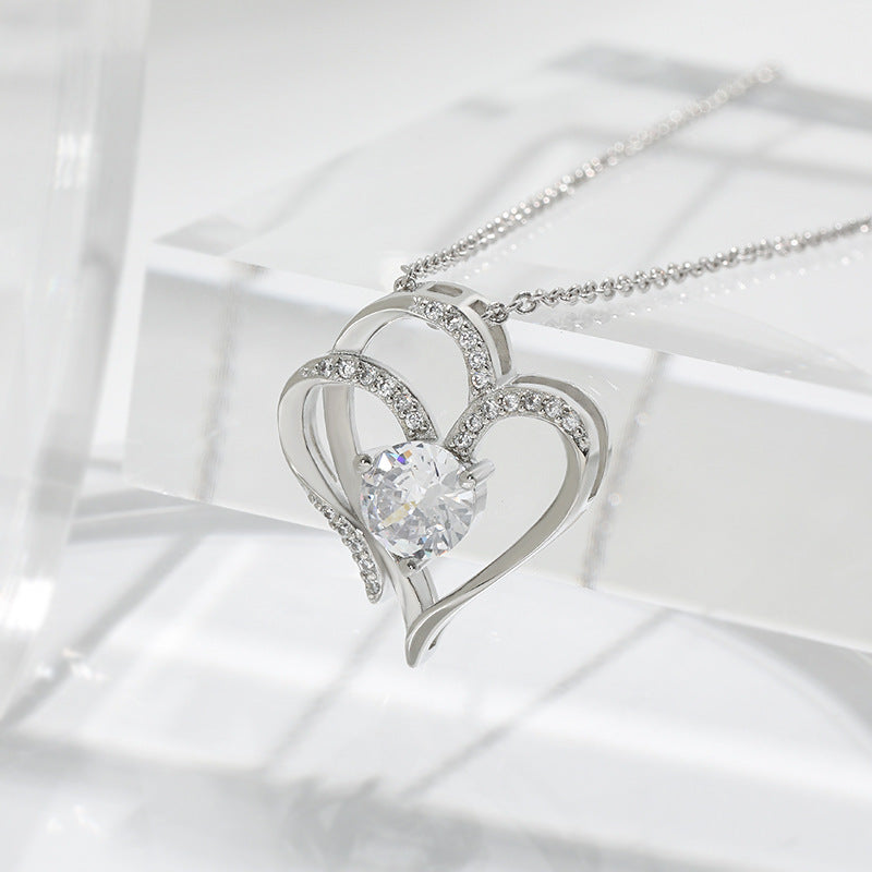 Collana a Doppio Cuore con Zirconia – Collana Regolabile da Donna