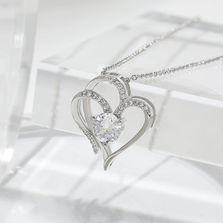 Collana a Doppio Cuore con Zirconia – Collana Regolabile da Donna
