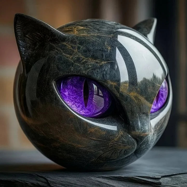 NyxCharm – Scultura Mistica della Testa di Gatto Nero