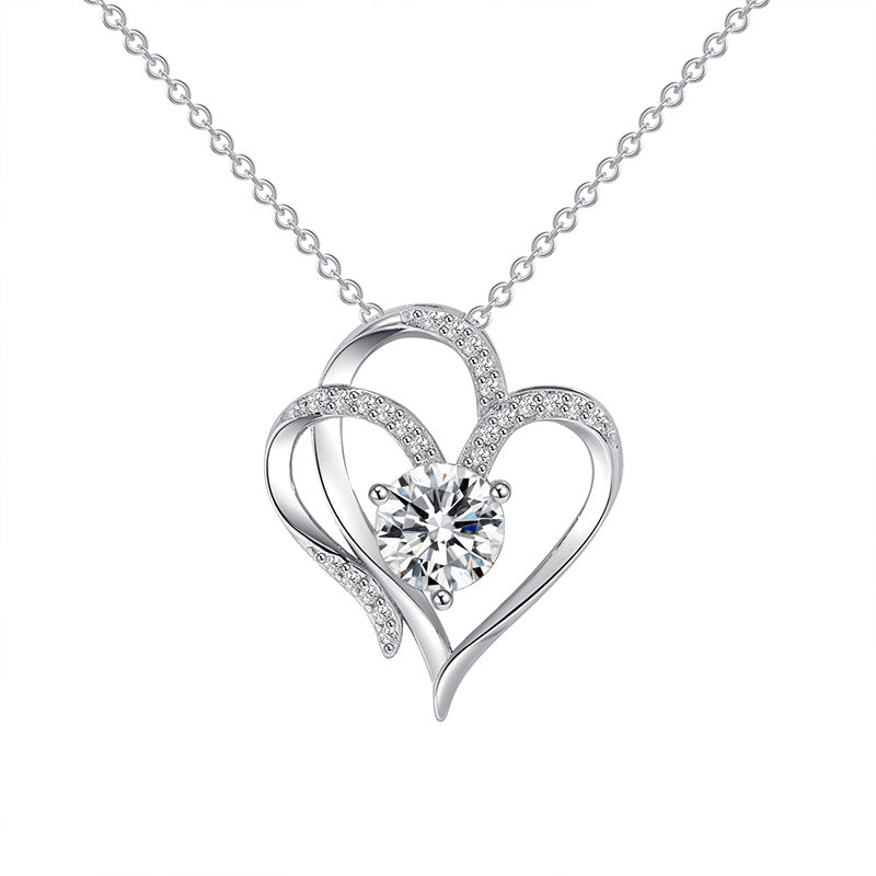 Collana a Doppio Cuore con Zirconia – Collana Regolabile da Donna