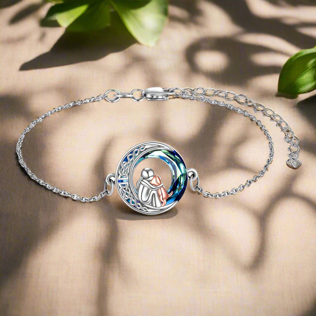 Braccialetto Fortunato Regolabile in Argento Sterling con Motivo di Cane