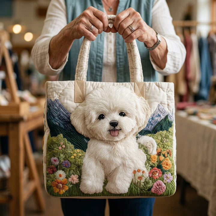 Borsa Tote Trapuntata per Amanti dei Cani