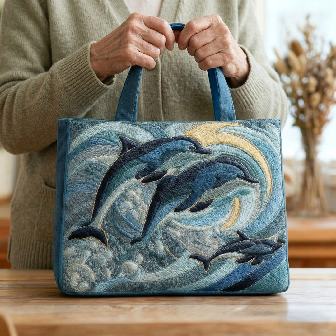 Borsa a Spalla Artigianale Dolphin Ispirata all'Oceano