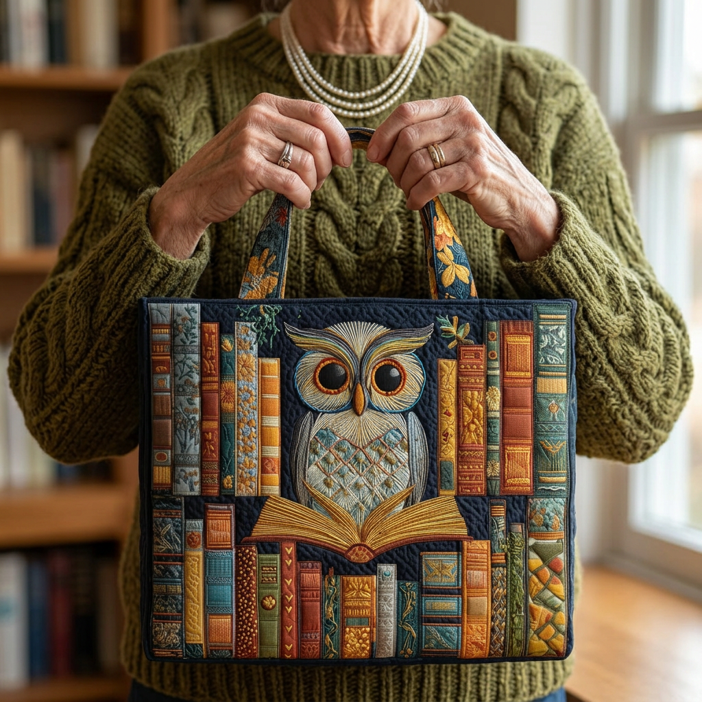 Helena – Borsa tote artigianale con motivo di gufo